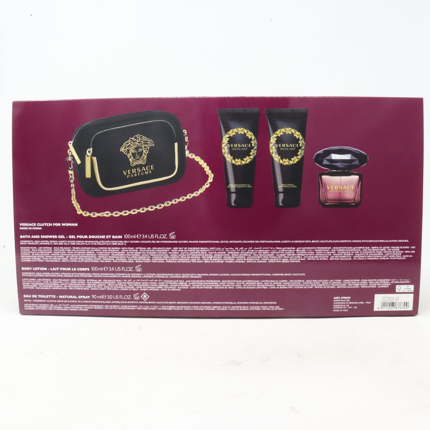 Versace Crystal Noir Eau De Toilette 4-Pcs Set  / New With Box