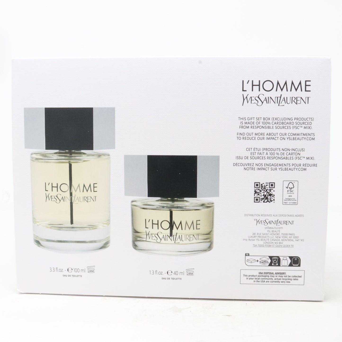 Yves Saint Laurent L'homme Eau De Toilette 2-Pcs Gift Set  / New With Box
