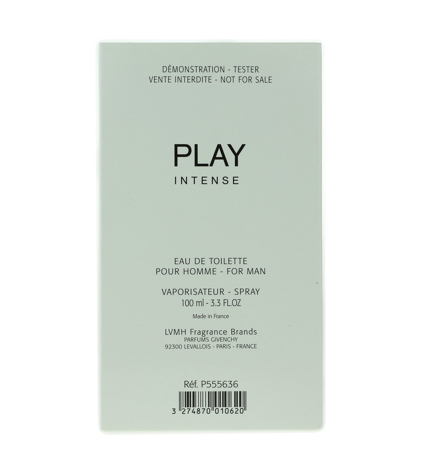 Givenchy 'Play Intense' Eau De Toilette 3.3oz/100ml Spray No Retail Box In Box