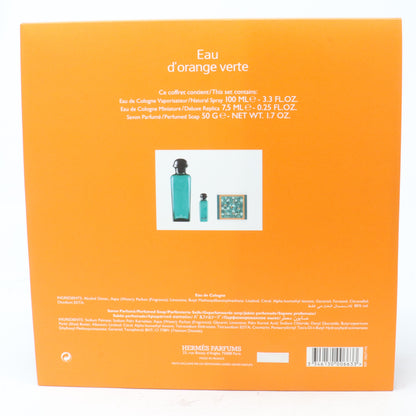 Hermes Eau D'orange Verte Eau De Cologne 3-Pcs Set  / New With Box
