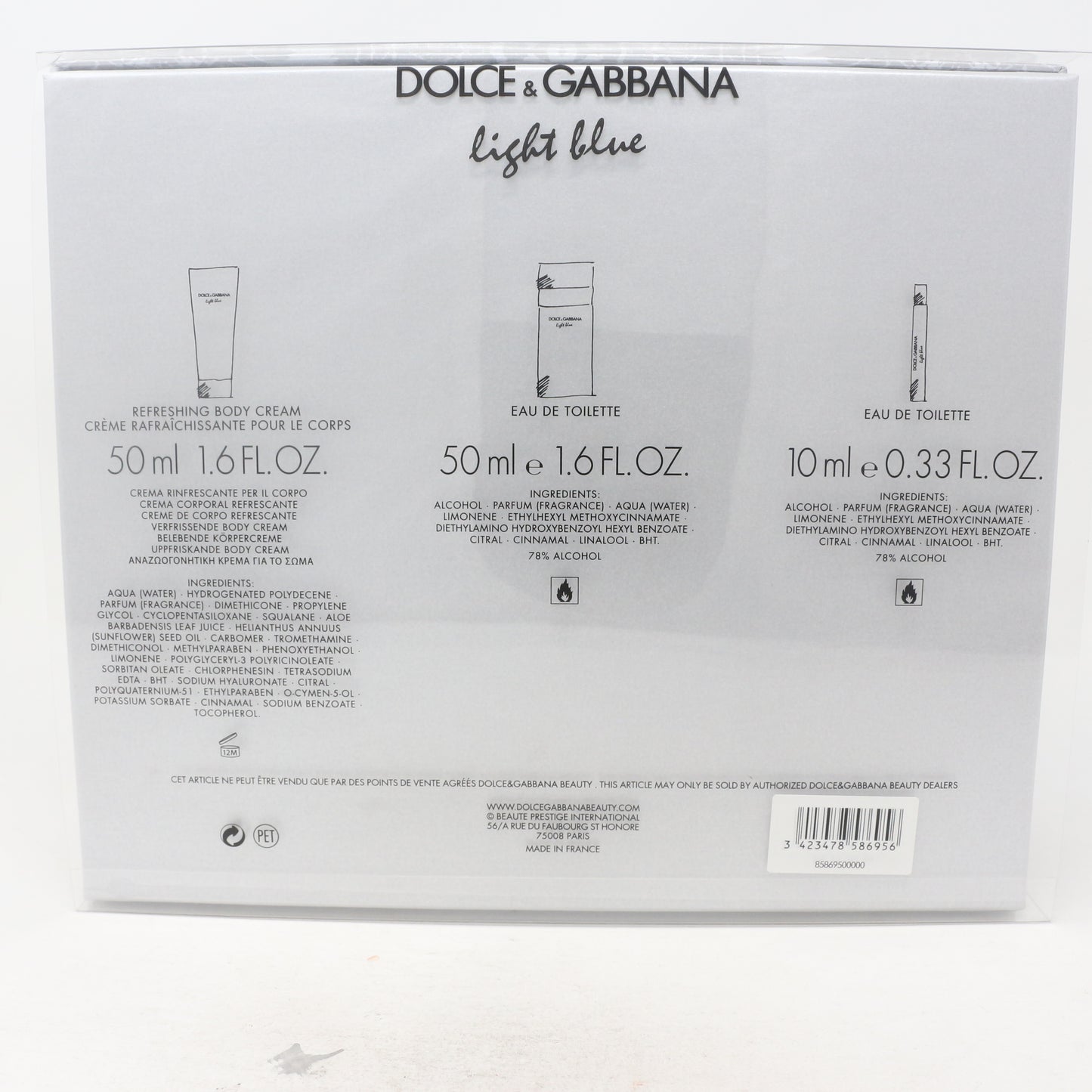 Dolce & Gabbana Light Blue Eau De Toilette 3 Pcs Set  / New With Box