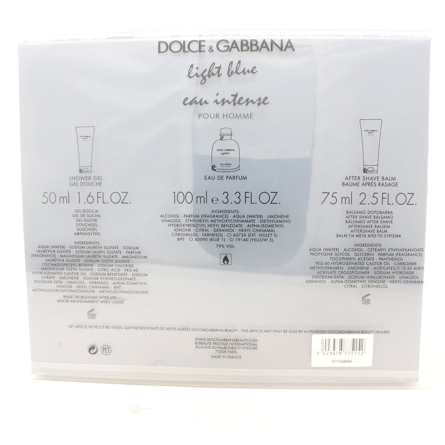 Dolce & Gabbana Light Blue Eau Intense Pour Homme Eau De Parfum 3-Pcs Set