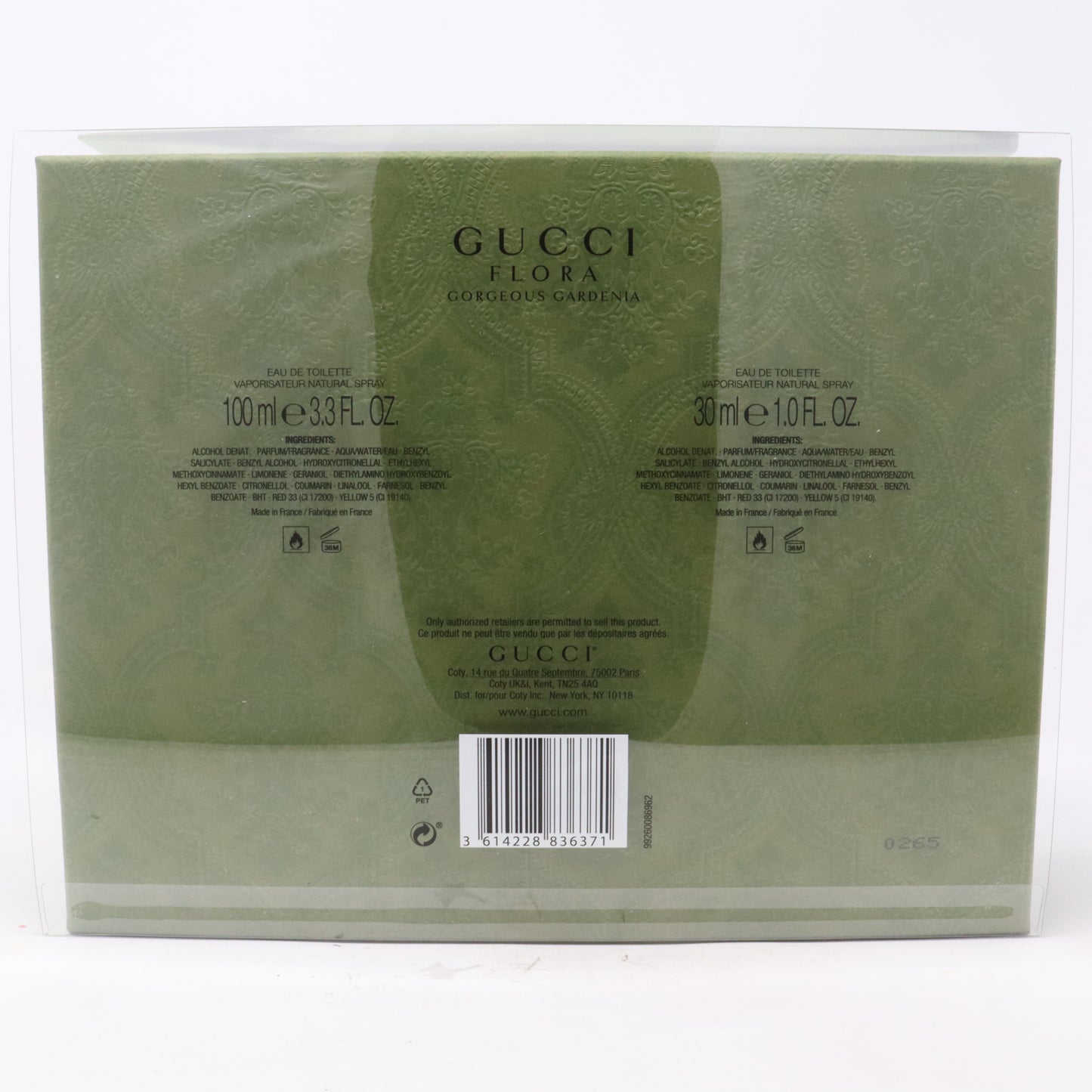 Gucci Flora Gorgeous Gardenia Eau De Toilette 2 Pcs Gift Set  / New With Box