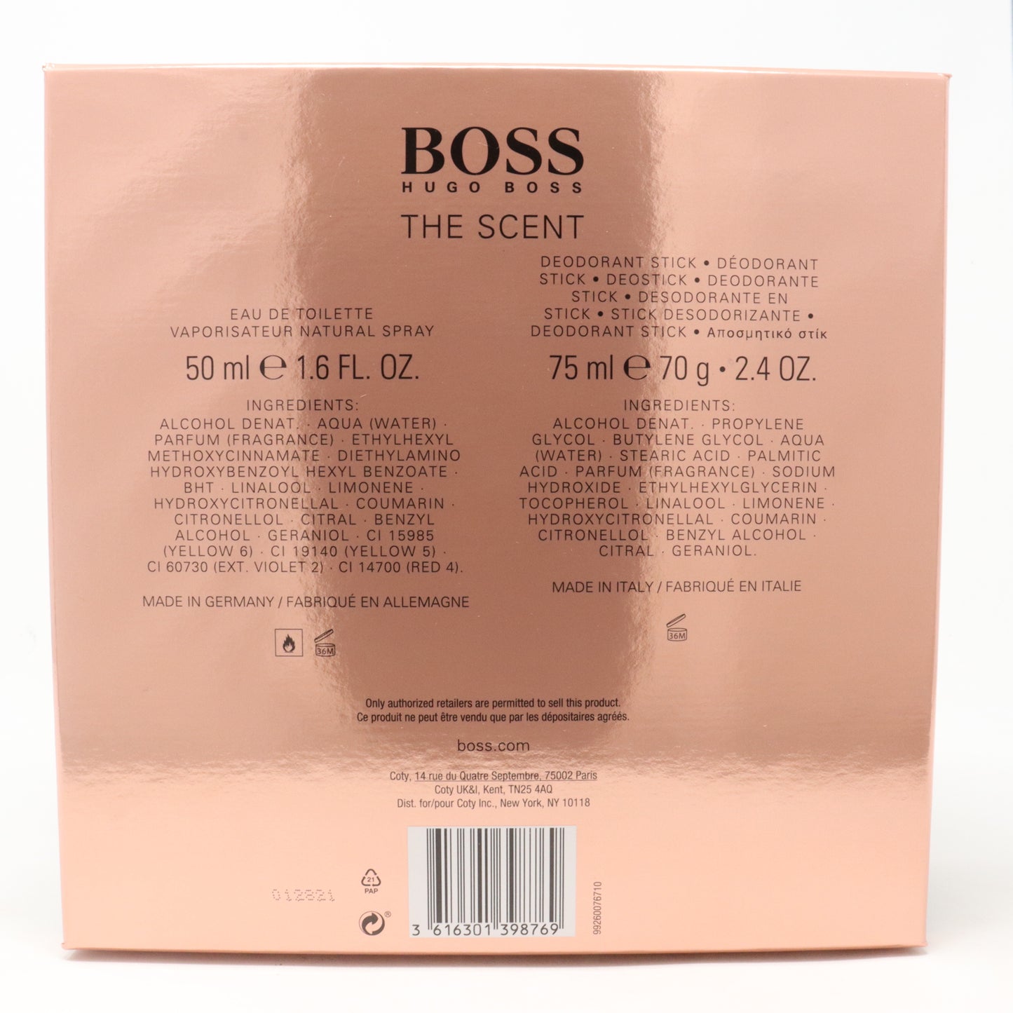 Hugo Boss The Scent Eau De Toilette 2 Pcs Gift Set  / New With Box