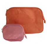 Estee Lauder '2Pcs Satin-Touch Orange & Pink' Cosmetic Bag Set  New Cosmetic Bag Set