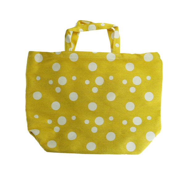 Women's Large Yellow And White Polka Dot Tote Bag New Tote Bag
