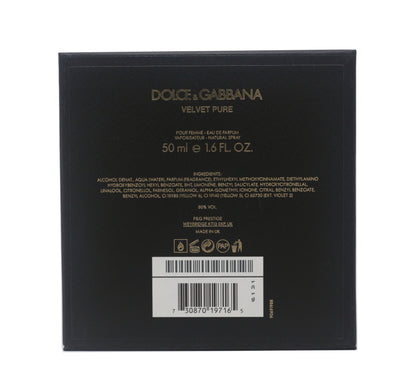 Velvet Pure by Dolce & Gabbana Eau De Parfum 1.6oz/50ml Spray New In Box