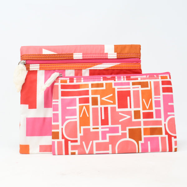 Pink Print 2 Pcs Cosmetic Bags