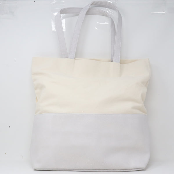 Cream And Blue Textured Tote Bag