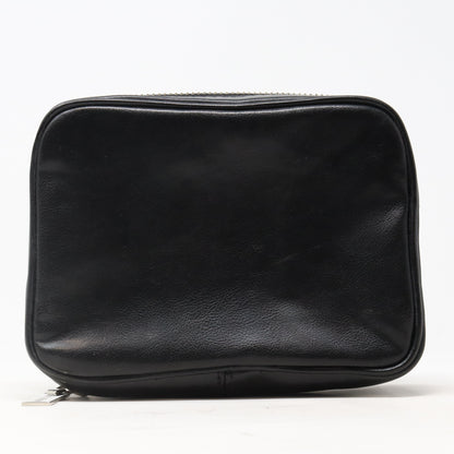 Black Leather Cosmetic Bag