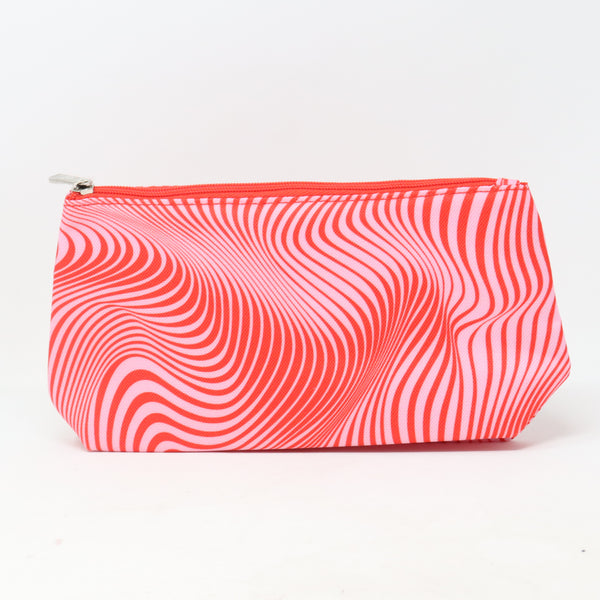 Pink And Red Swirl Print Cosmetic Bag