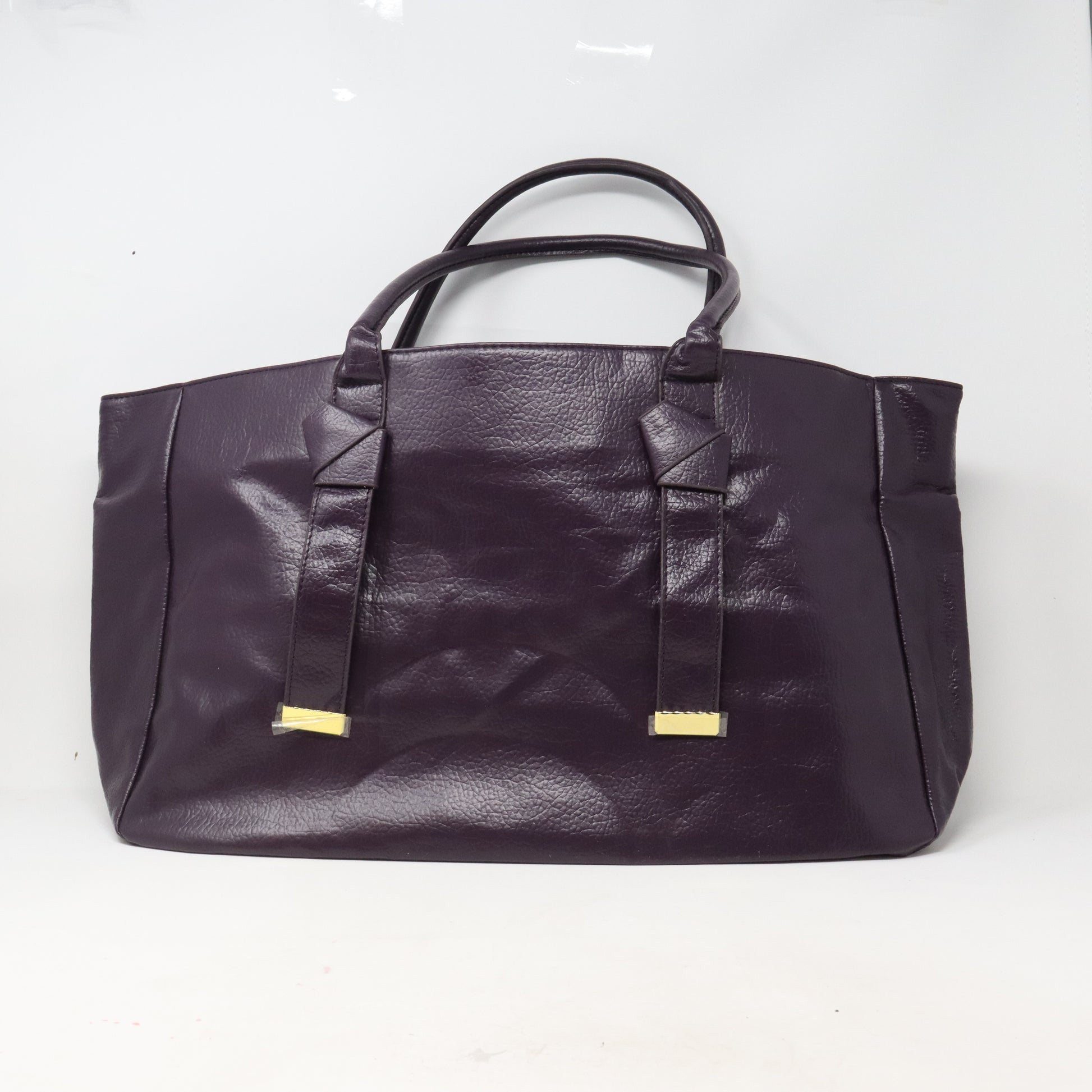 Purple Faux Leather Tote Bag