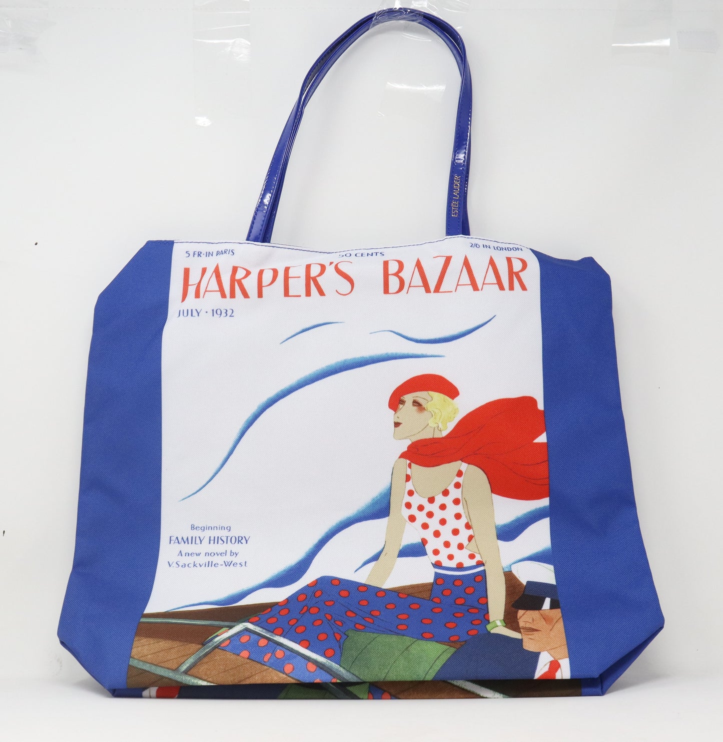 Harper's Bazaar Blue Printed Tote Bag