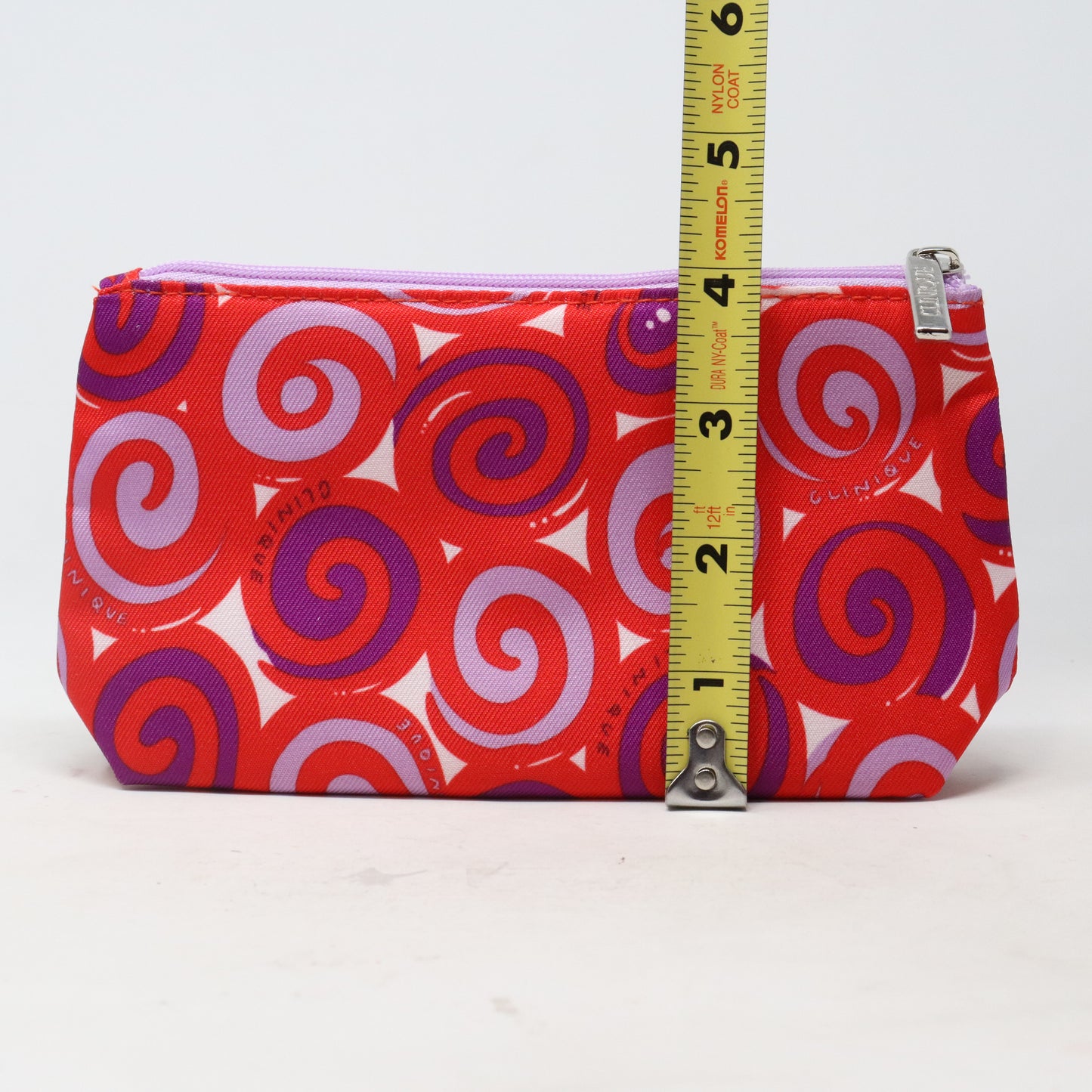 Clinique Red/Purple Swirl Print Cosmetic Bag  / New