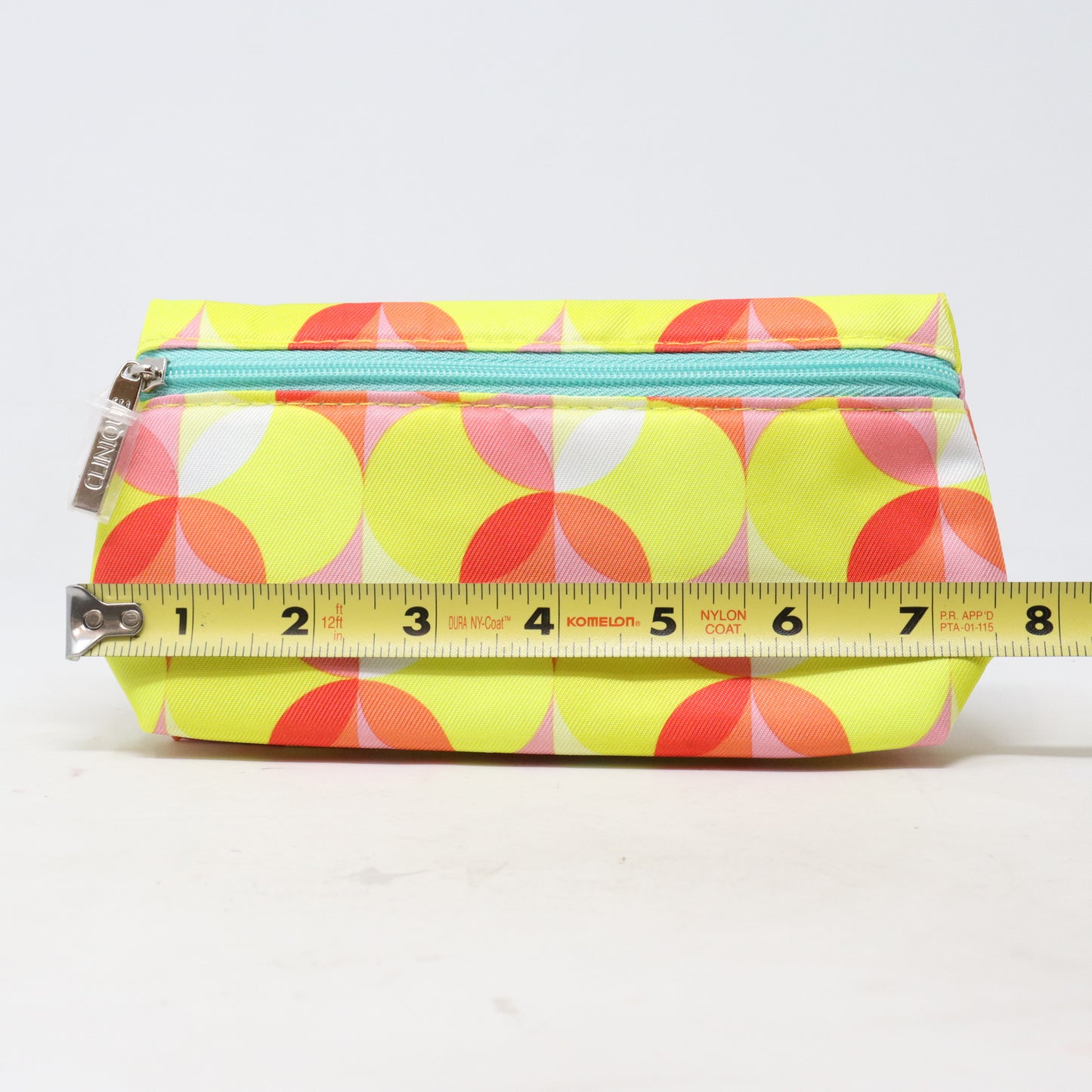 Clinique Yellow/Pink Patterned Cosmetic Bag  / New