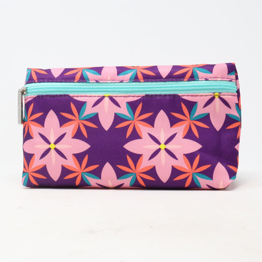 Purple Flower Print Cosmetic Bag