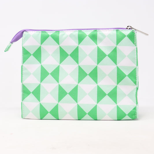 Green Geo Print Cosmetic Bag
