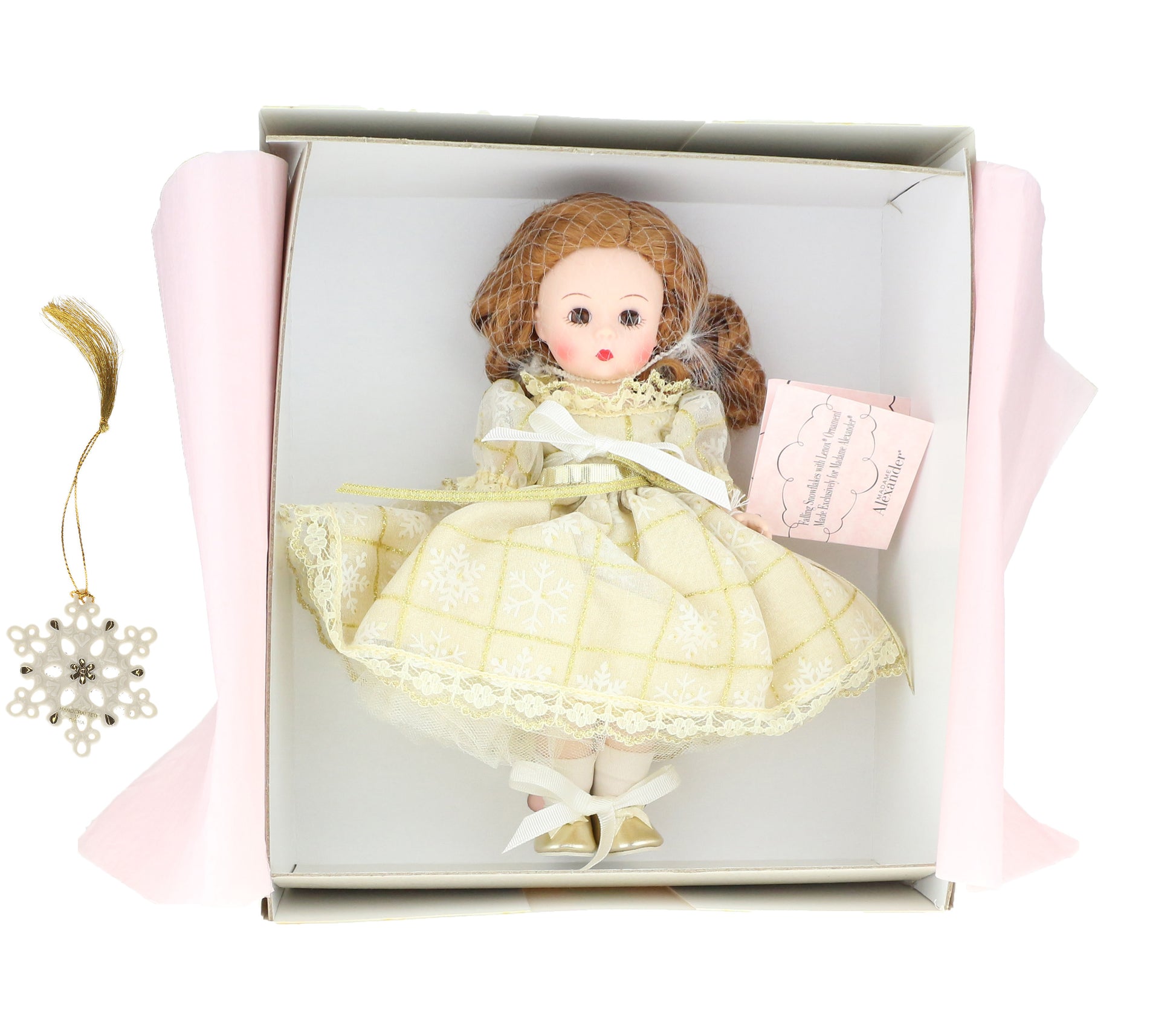 40050 Falling Snowflakes With Lenox Ornament Doll In Box With Collectible Ornament