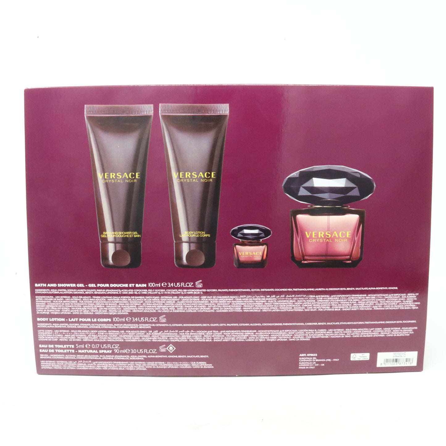 Versace Crystal Noir Eau De Toilette 4-Pcs Set  / New With Box