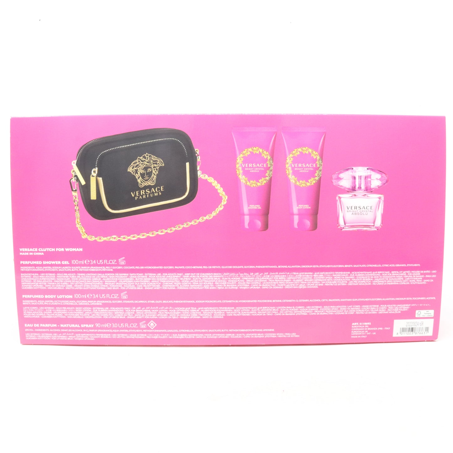 Versace Bright Crystal Absolu Eau De Parfum 4-Pcs Set  / New With Box