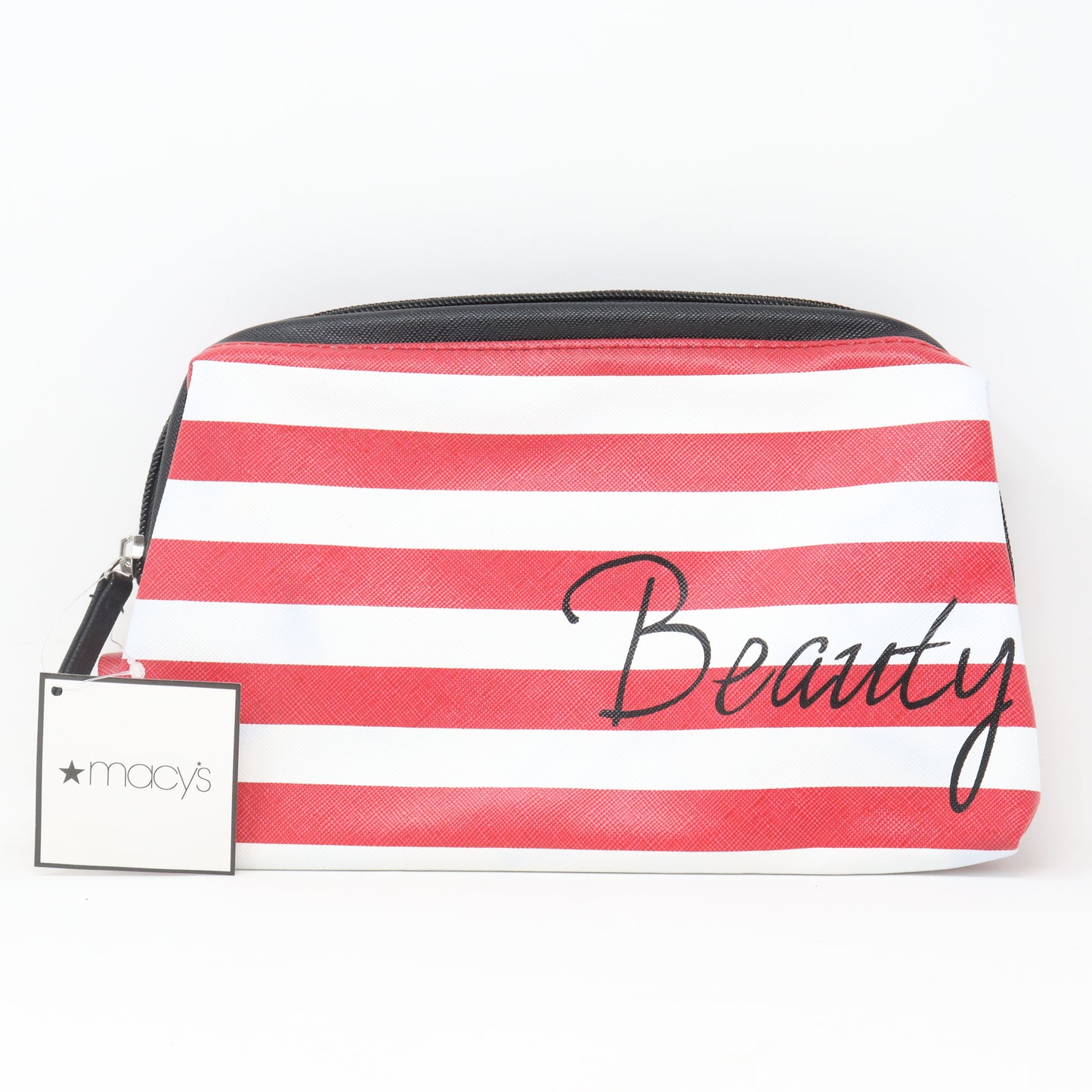 Red And White Striped Beauty Cosmetic Bag