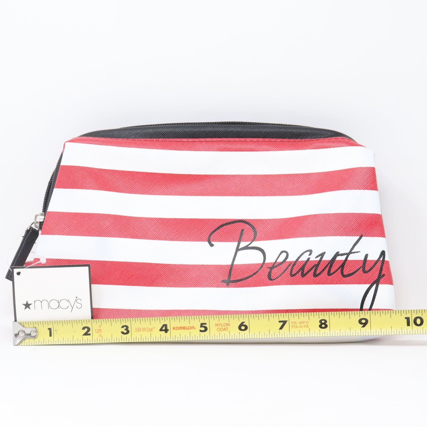 Macy's Red And White Striped Beauty Cosmetic Bag  / New