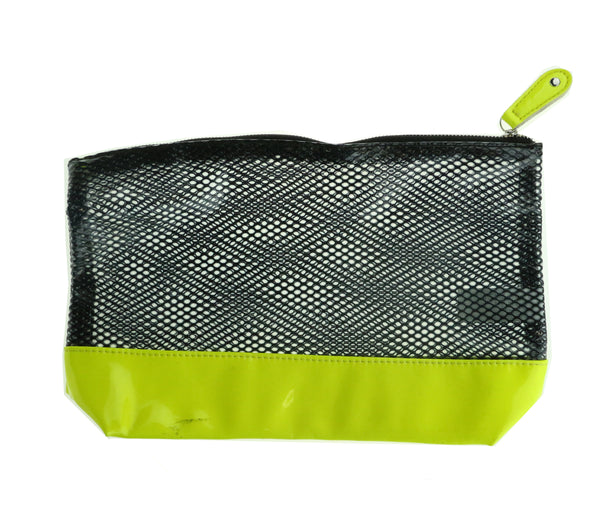 Saks Fifth Avenue 'Mesh Texture Yellow' Cosmetic Bag New Cosmetic Bag